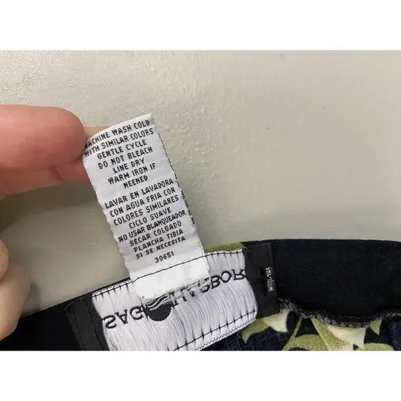 Vtg Sag Harbor Skirt Large Black Green Floral Button Front Midi Fairy Grunge Y2K - Picture 9 of 10